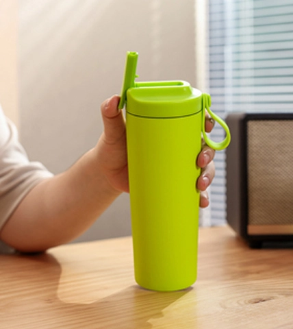 携帯用シリコーンロープが付いているステンレス钢のわらのコーヒーカップ