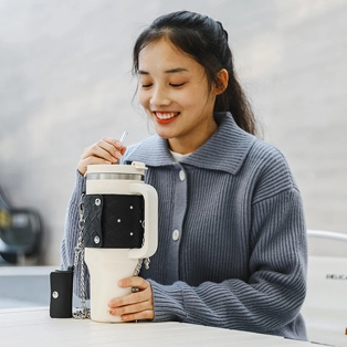 40オンスタンブラーレザーキャリアストラップ付きSJB076